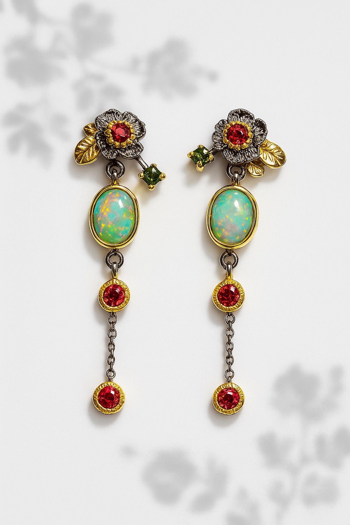 925 Sterling Silver Fire Opal Earrings, side angle