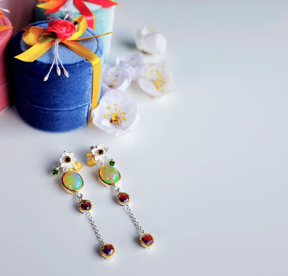 925 Sterling Silver Fire Opal Earrings, back or hook detail