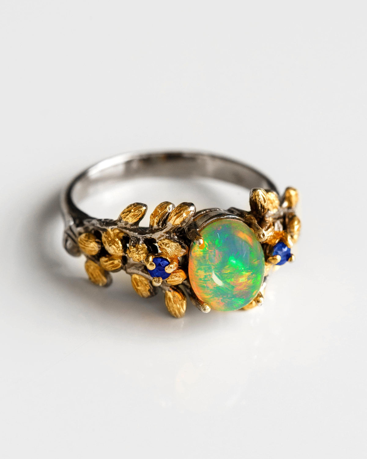 925 Sterling Silver Fire Opal Ring, additional angle