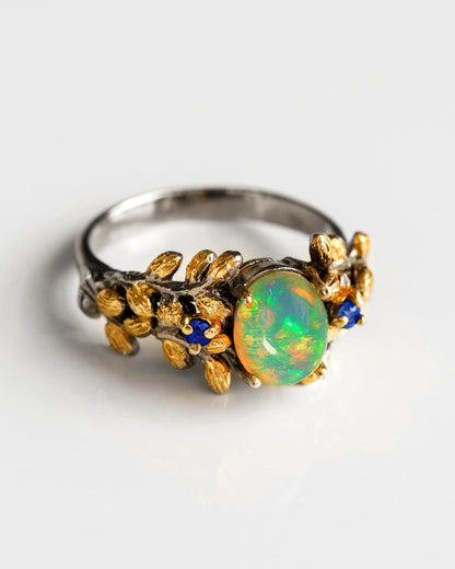 925 Sterling Silver Fire Opal Ring, additional angle