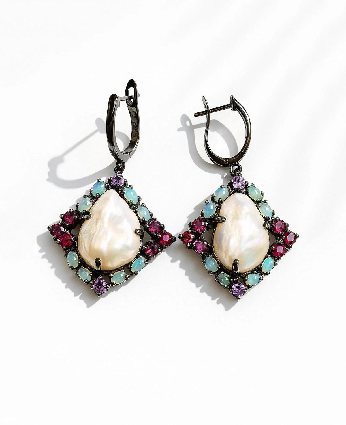 925 Sterling Silver Pearl Dangle Earrings, main product image