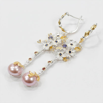925 Sterling Silver Freshwater Pearl Earrings, alternate angle