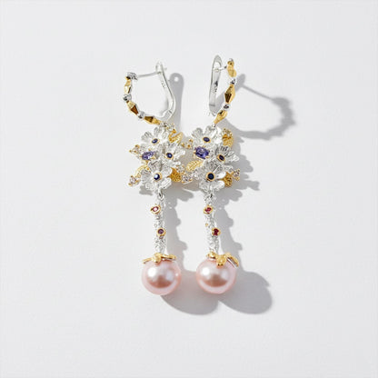 925 Sterling Silver Freshwater Pearl Earrings, close-up detail