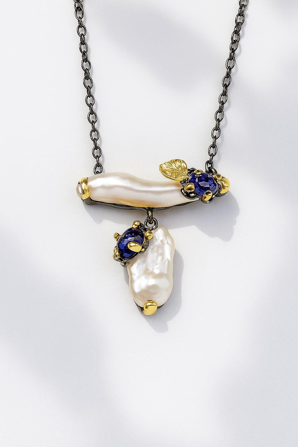 925 Sterling Silver Freshwater Pearl Necklace, close-up detail