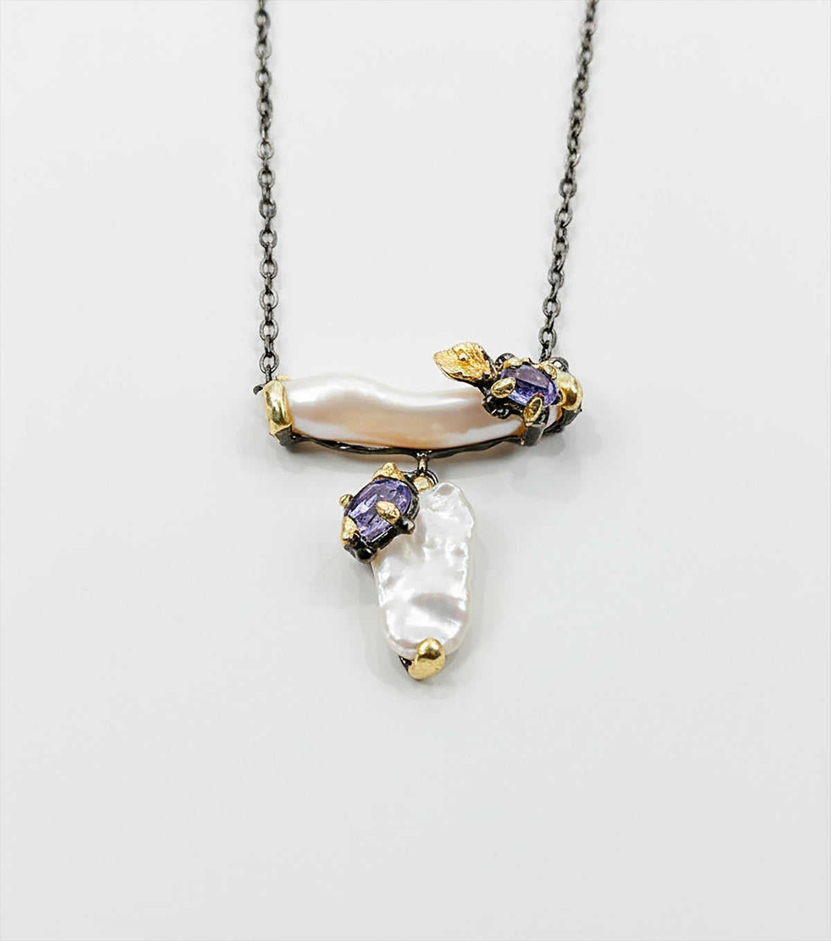 925 Sterling Silver Freshwater Pearl Necklace, worn view