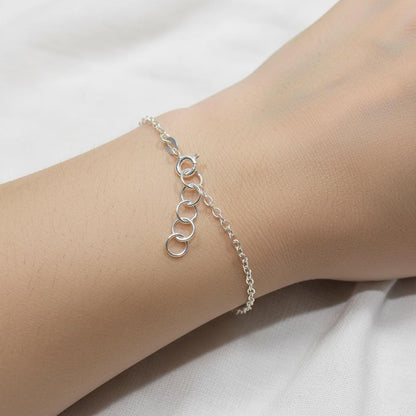 925 Sterling Silver Garnet Chain Bracelet, side detail