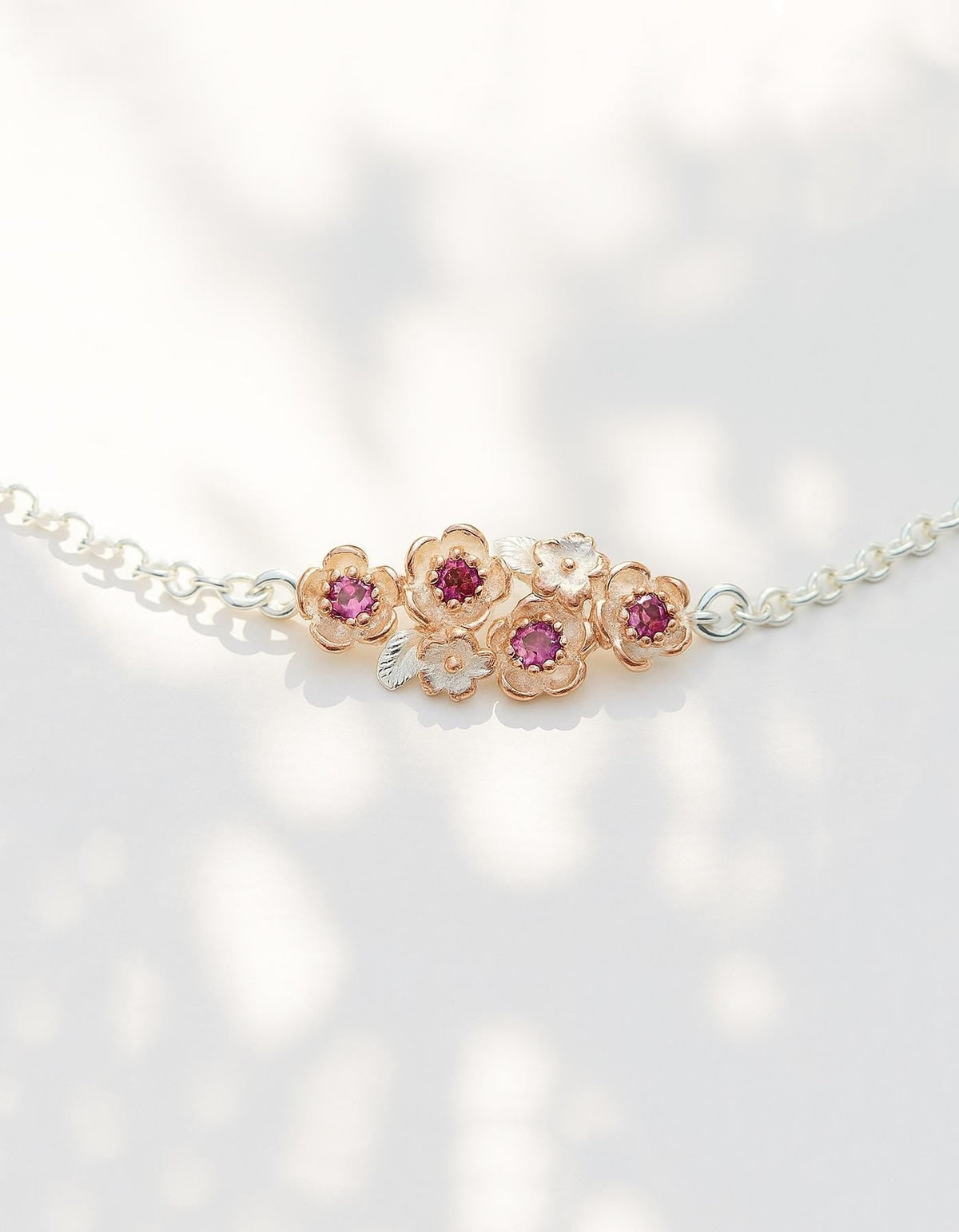 925 Sterling Silver Garnet Chain Bracelet, main product image