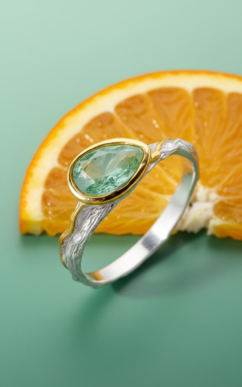 925 Sterling Silver Kyanite Ring, texture close-up