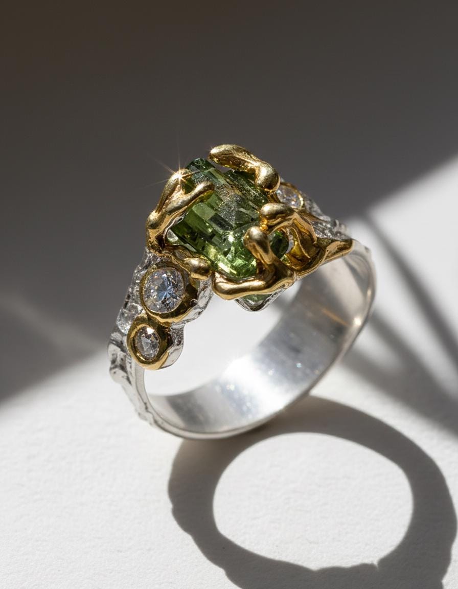 925 Sterling Silver Tourmaline Ring, additional angle