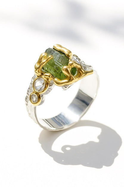 925 Sterling Silver Tourmaline Ring, band detail