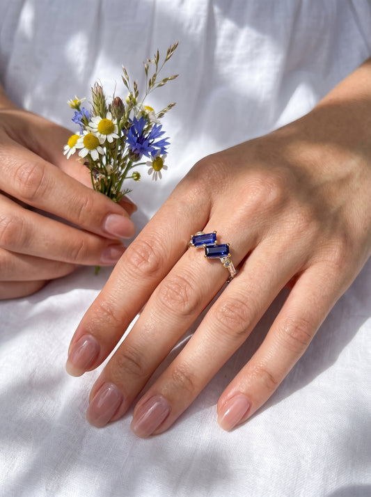 925 Sterling Silver Blue Iolite Ring, alternate angle