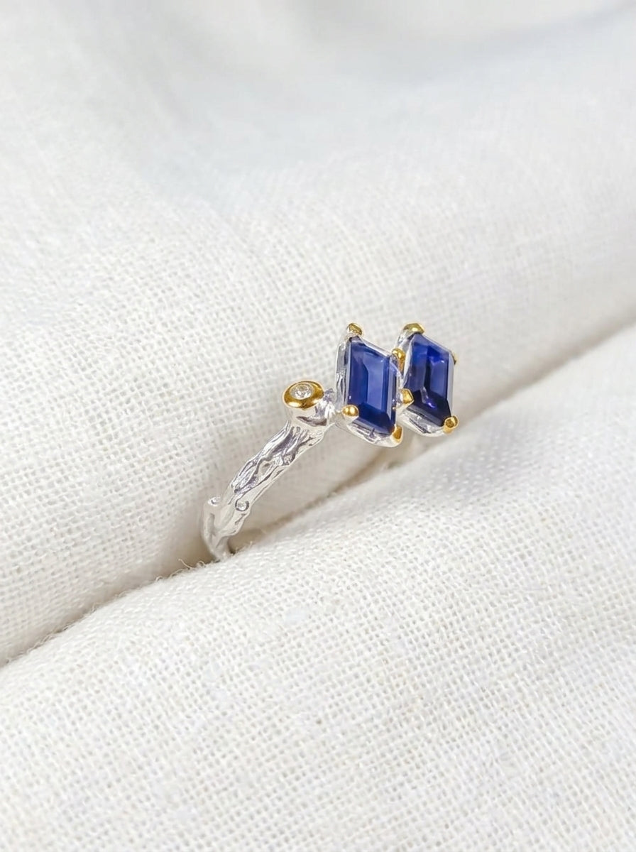 925 Sterling Silver Blue Iolite Ring, side view