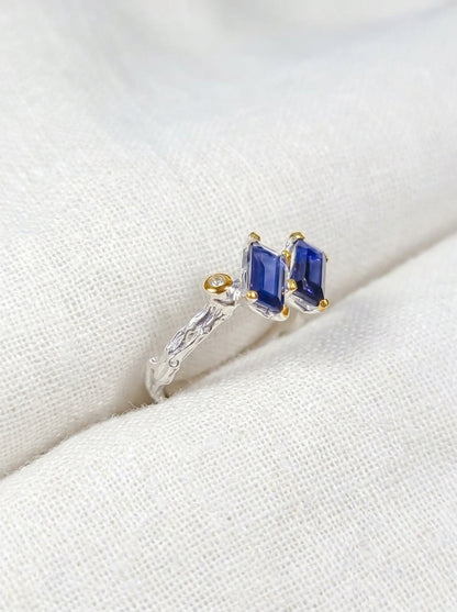925 Sterling Silver Blue Iolite Ring, side view