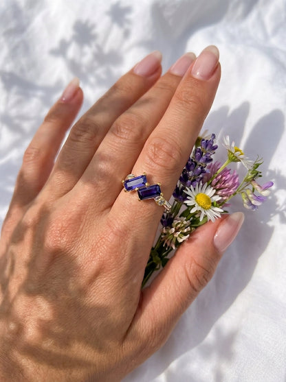 925 Sterling Silver Blue Iolite Ring, worn look
