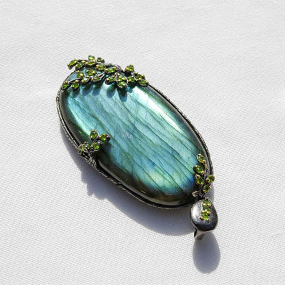 925 Sterling Silver Labradorite Necklace, chain detail