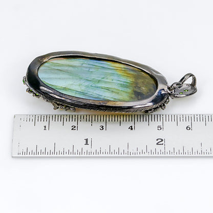 925 Sterling Silver Labradorite Necklace, layered look