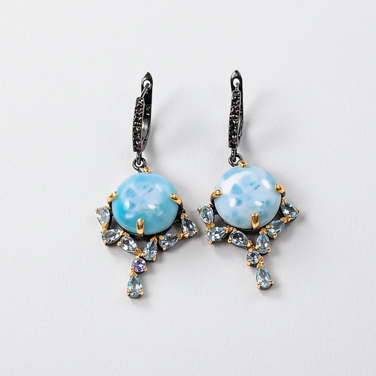 925 Sterling Silver Larimar Earrings, alternate angle