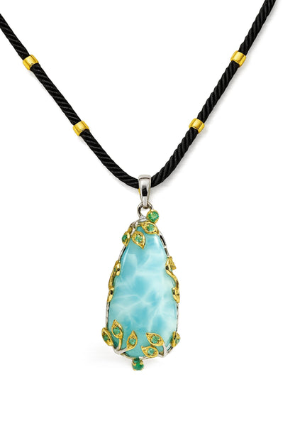 925 Sterling Silver Larimar Necklace, chain detail