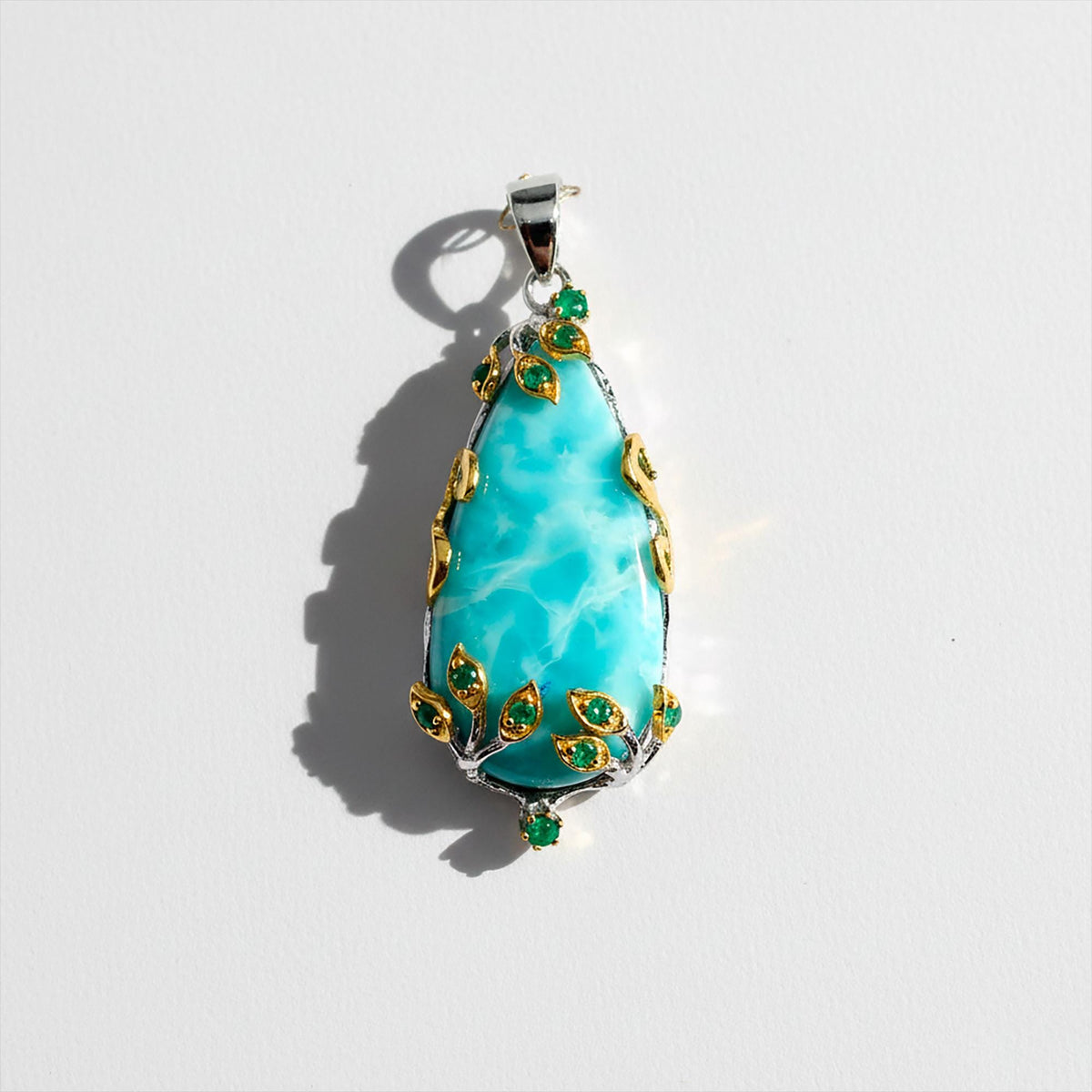 925 Sterling Silver Larimar Necklace, layered look