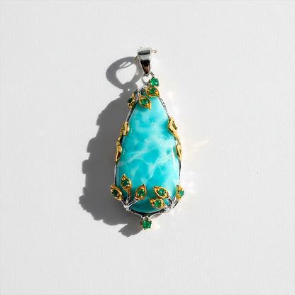 925 Sterling Silver Larimar Necklace, layered look