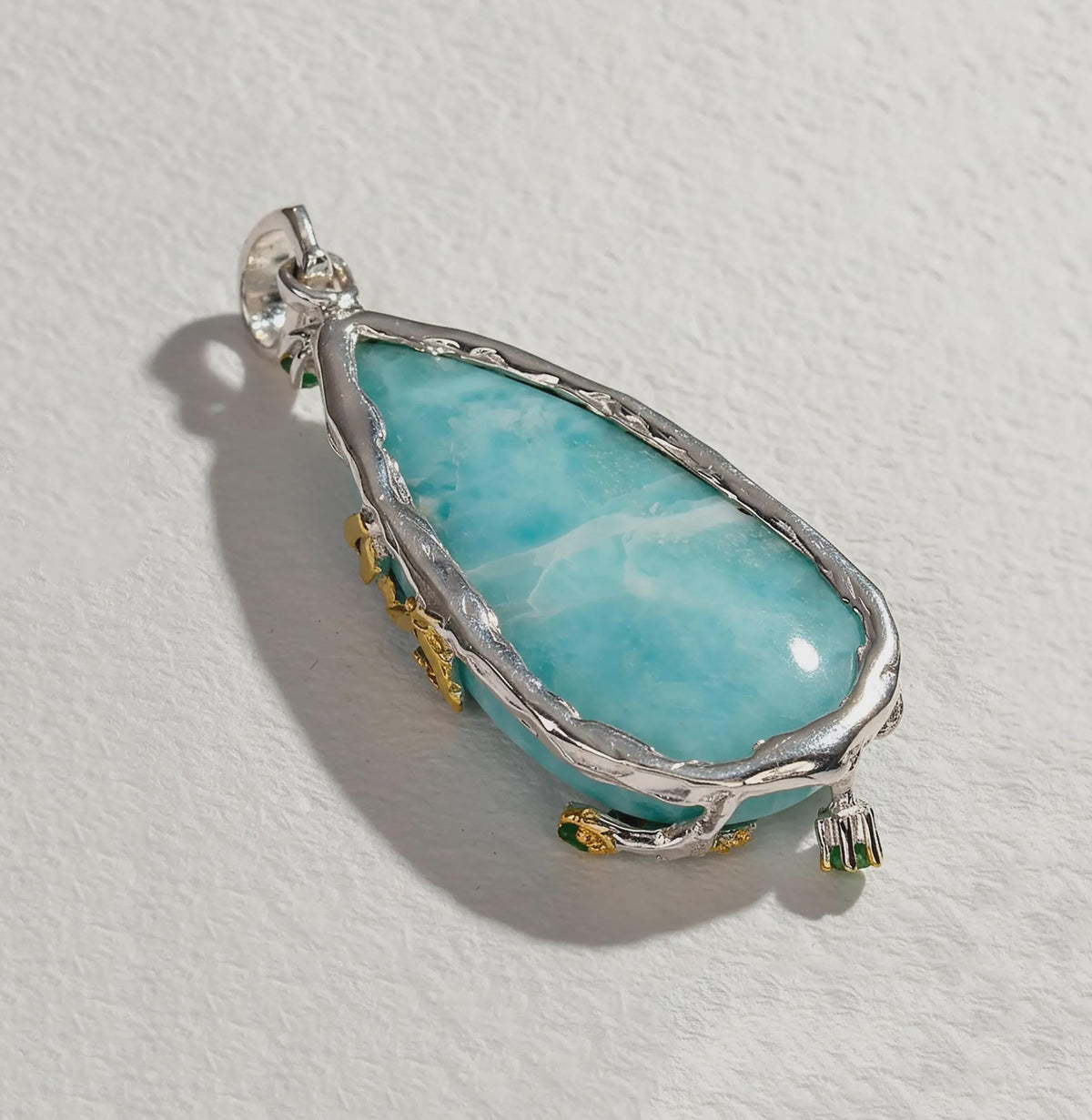 925 Sterling Silver Larimar Necklace, back clasp detail
