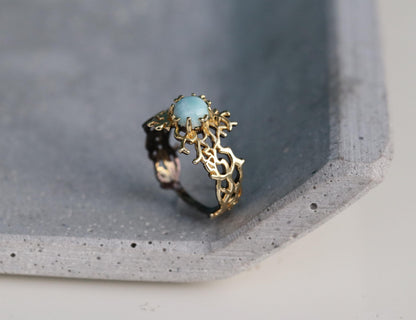 925 Sterling Silver Larimar Ring, setting detail