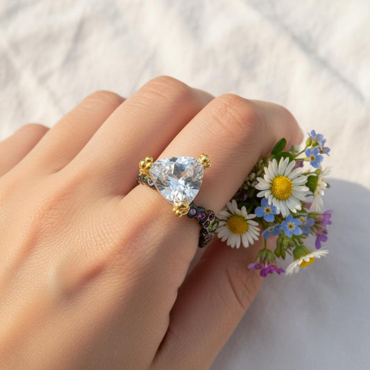 925 Sterling Silver Moissanite Ring, alternate angle