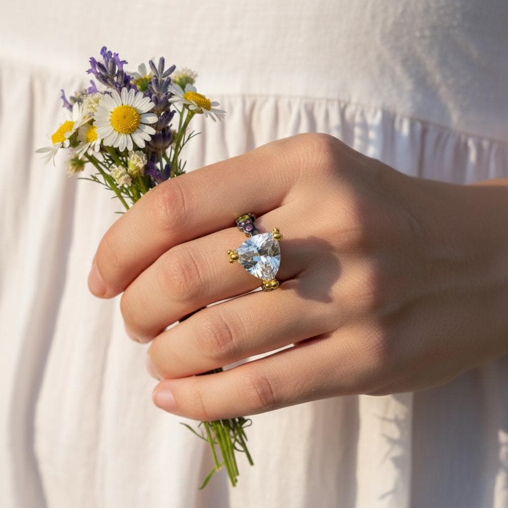 925 Sterling Silver Moissanite Ring, close-up detail