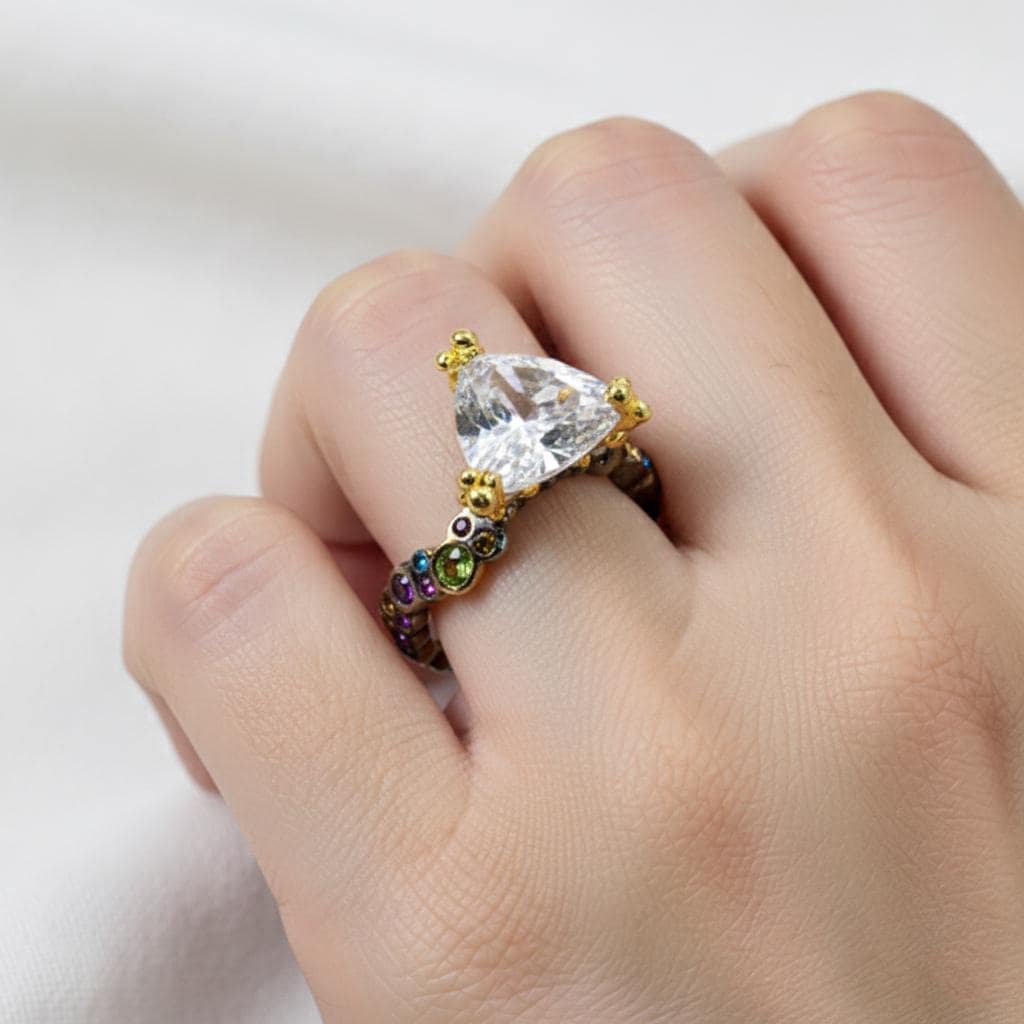 925 Sterling Silver Moissanite Ring, side view