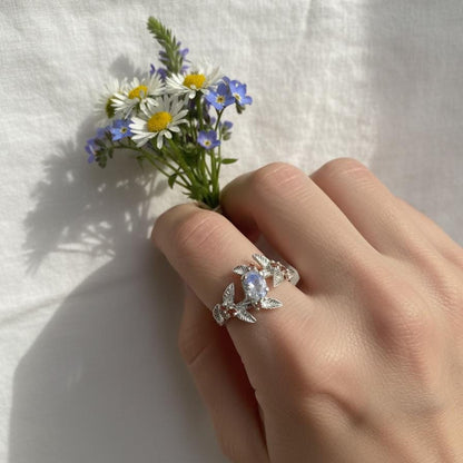 925 Sterling Silver Moonstone Ring, side view