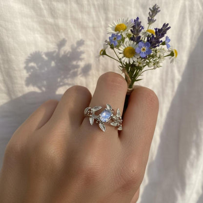 925 Sterling Silver Moonstone Ring, worn look