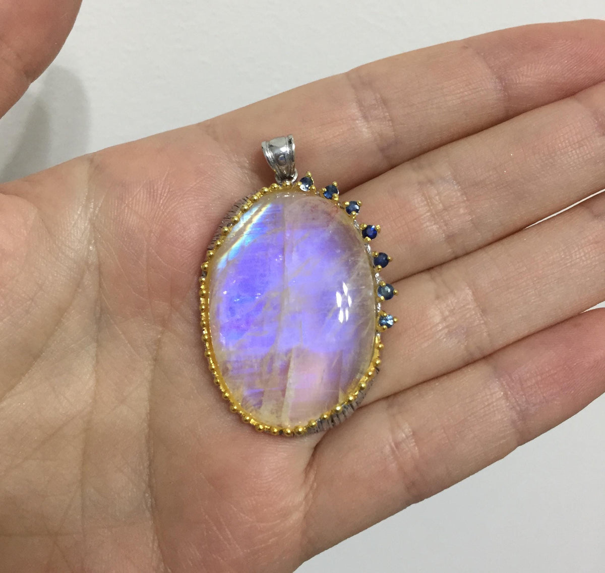 925 Sterling Silver Moonstone Necklace, worn view