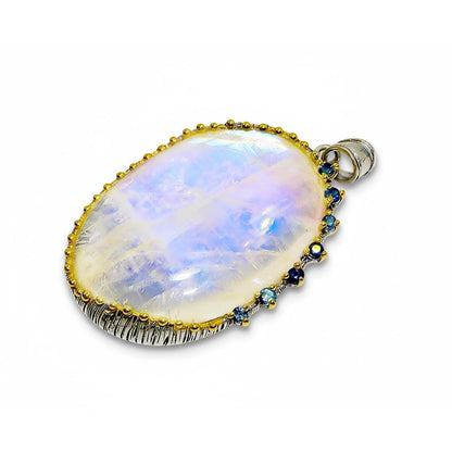 925 Sterling Silver Moonstone Necklace, pendant detail