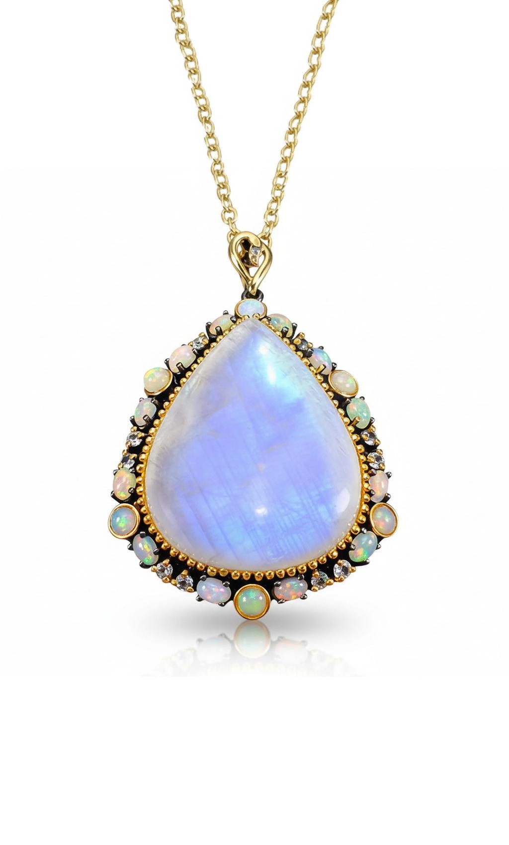 925 Sterling Silver Moonstone Necklace, additional angle