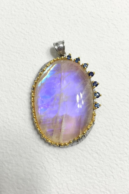 925 Sterling Silver Moonstone Necklace, back clasp detail