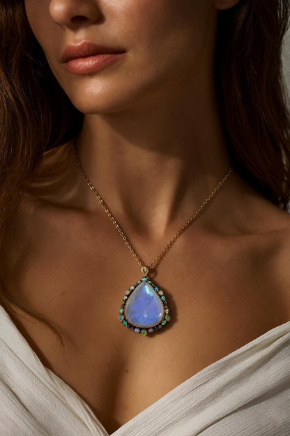 925 Sterling Silver Moonstone Necklace, back clasp detail