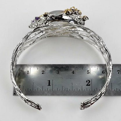 925 Sterling Silver Moonstone Bracelet, wrist styling view
