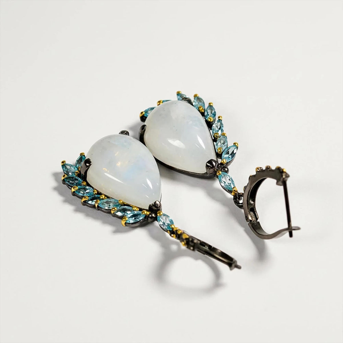 925 Sterling Silver Moonstone Earrings, additional angle