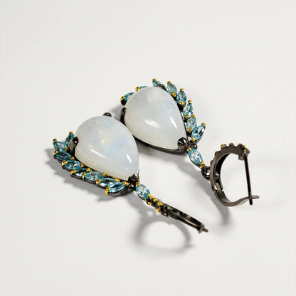 925 Sterling Silver Moonstone Earrings, additional angle