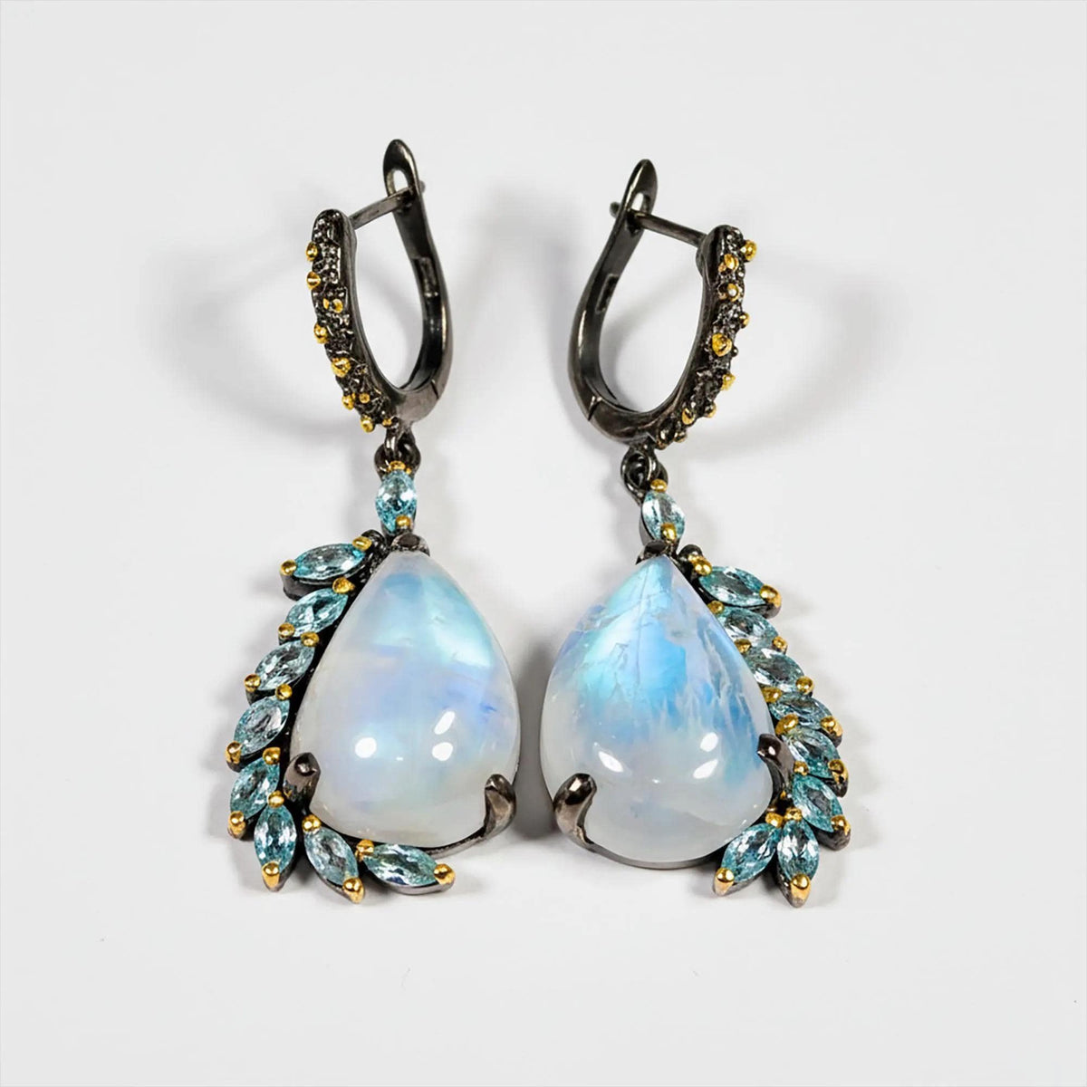 925 Sterling Silver Moonstone Earrings, back or hook detail
