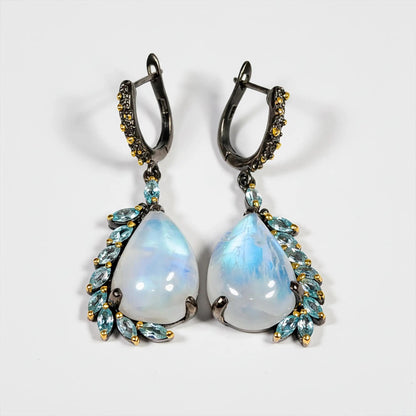 925 Sterling Silver Moonstone Earrings, back or hook detail