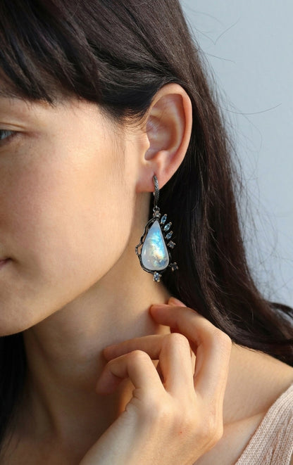 925 Sterling Silver Moonstone Earrings