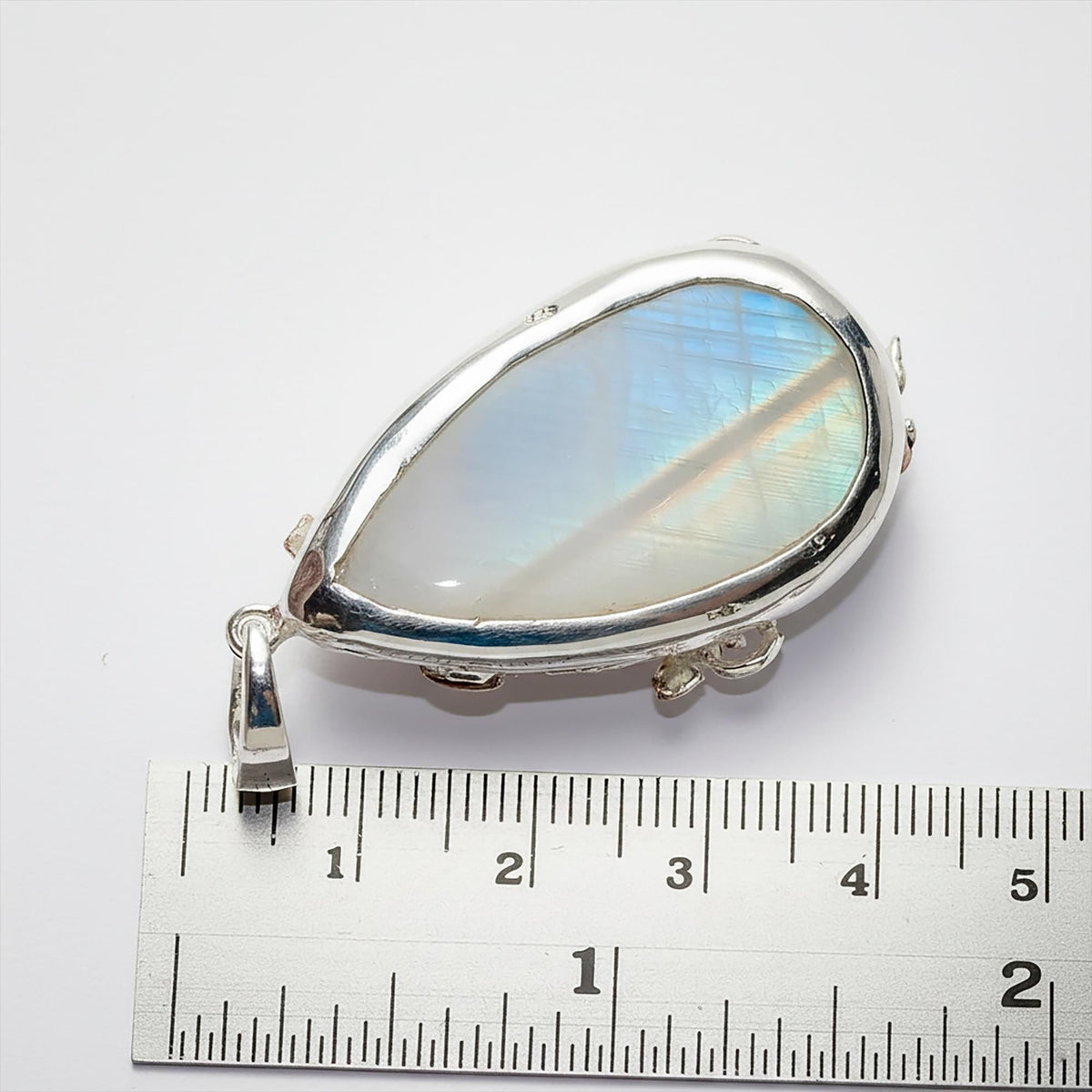 925 Sterling Silver Moonstone Necklace, pendant detail