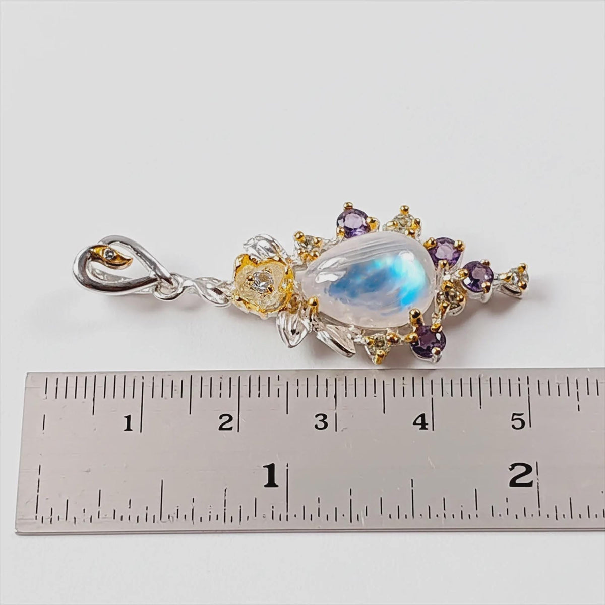 925 Sterling Silver Moonstone Necklace, additional angle