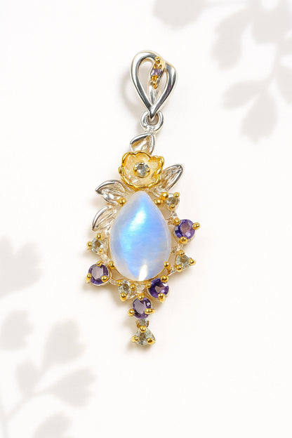 925 Sterling Silver Moonstone Necklace, layered look