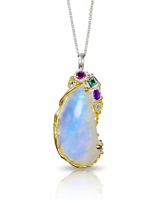 925 Sterling Silver Moonstone Necklace, main product image