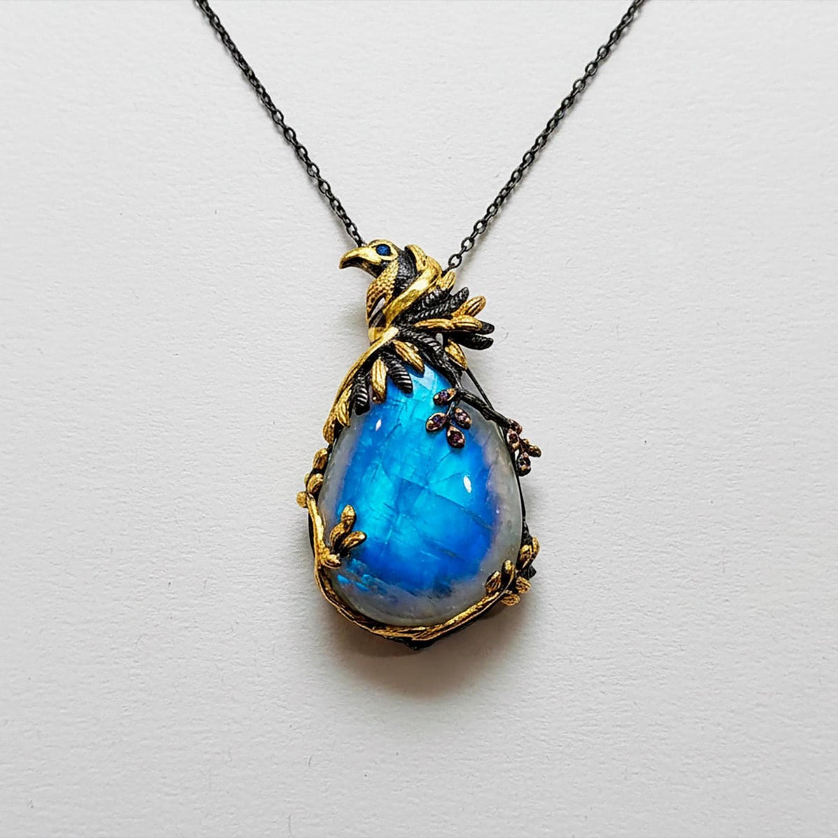 925 Sterling Silver Moonstone Necklace, additional angle