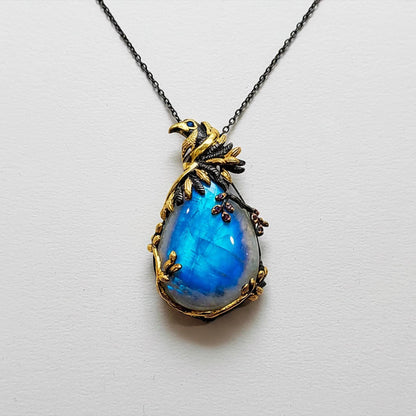 925 Sterling Silver Moonstone Necklace, additional angle