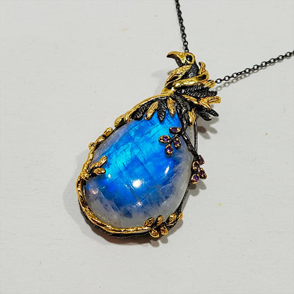 925 Sterling Silver Moonstone Necklace, chain detail