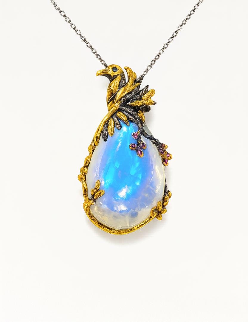925 Sterling Silver Moonstone Necklace, main product image